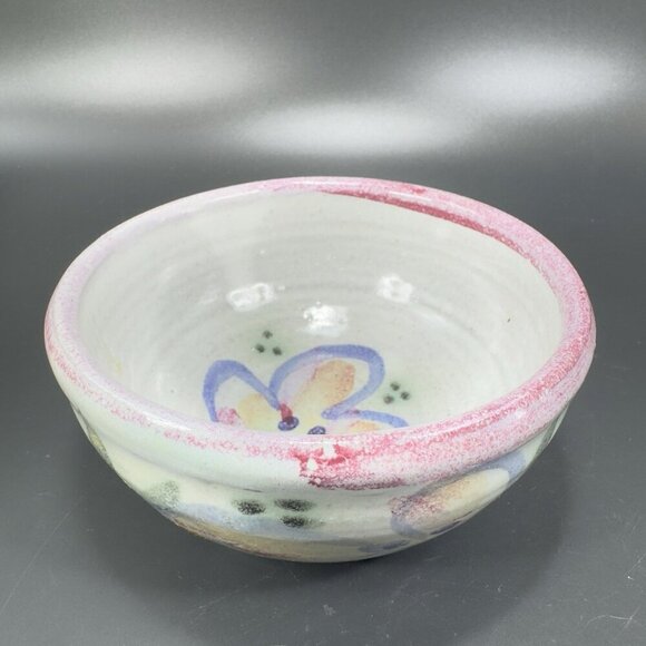 Vintage Hand Made RedWare Pottery Round Dish Bowl Hand Decorated Bowl Dish VTG - Picture 11 of 12